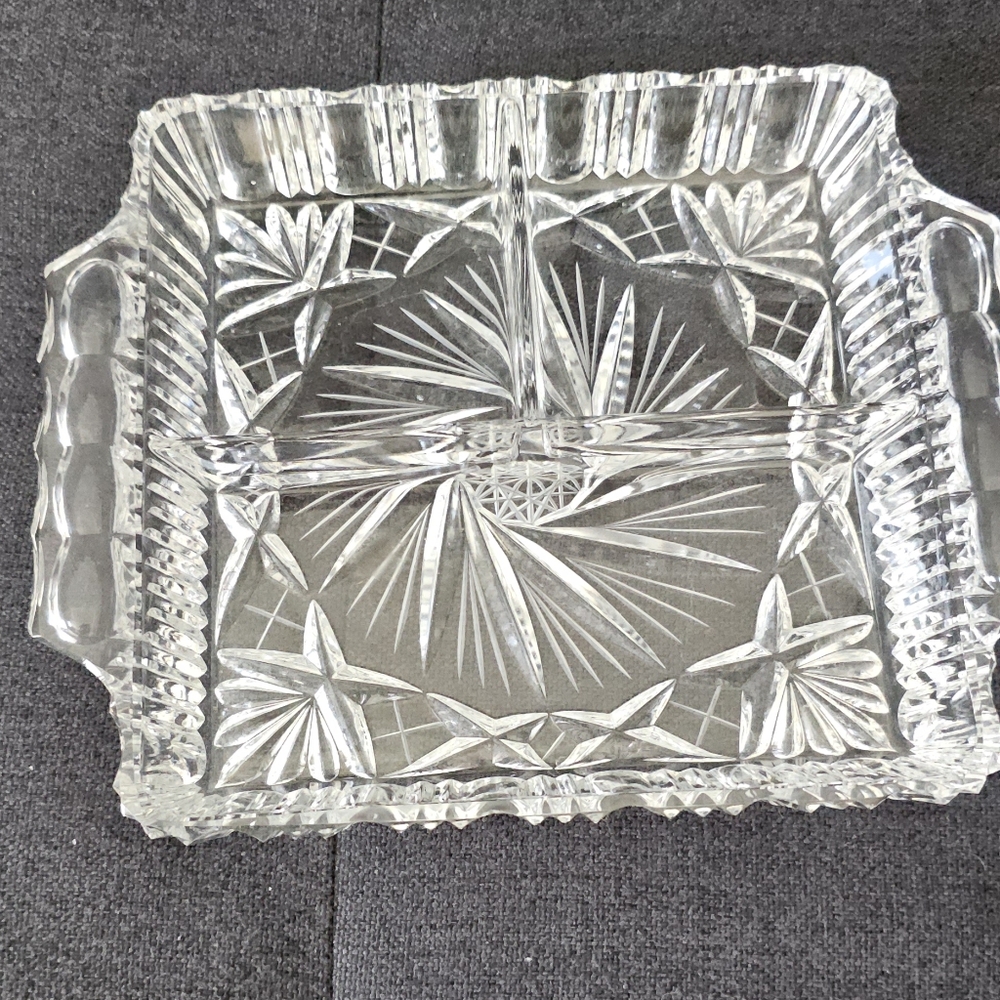 Vintage Crystal Relish Dish